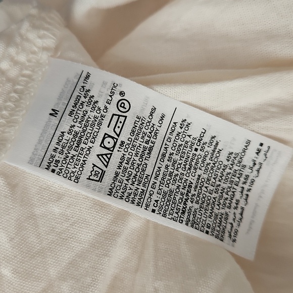 Old Navy Sz M 100% Cotton Floral Coastal Embroidered Pockets Flowy Tiered Dress - Picture 12 of 16